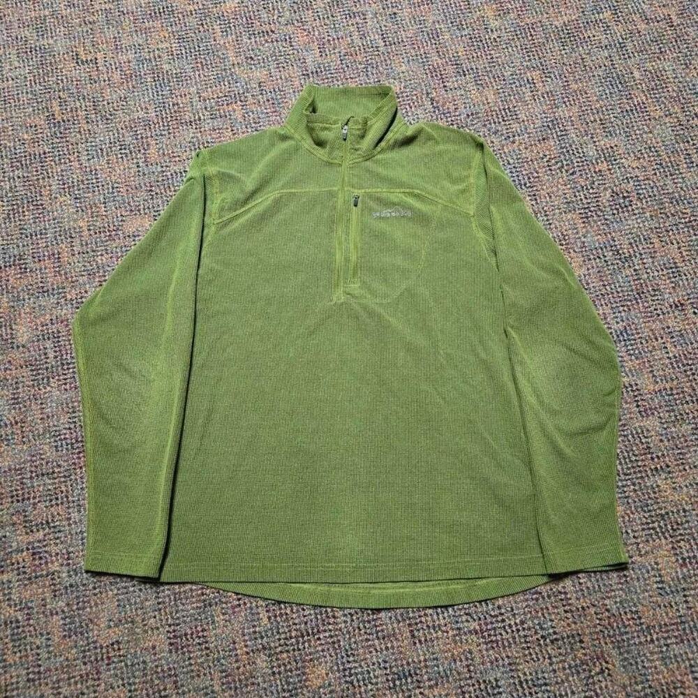 Vtg Y2k EDDIE BAUER Earthtone Outdoors Gorp 1/4 Zip Fleece Sweatshirt Green L